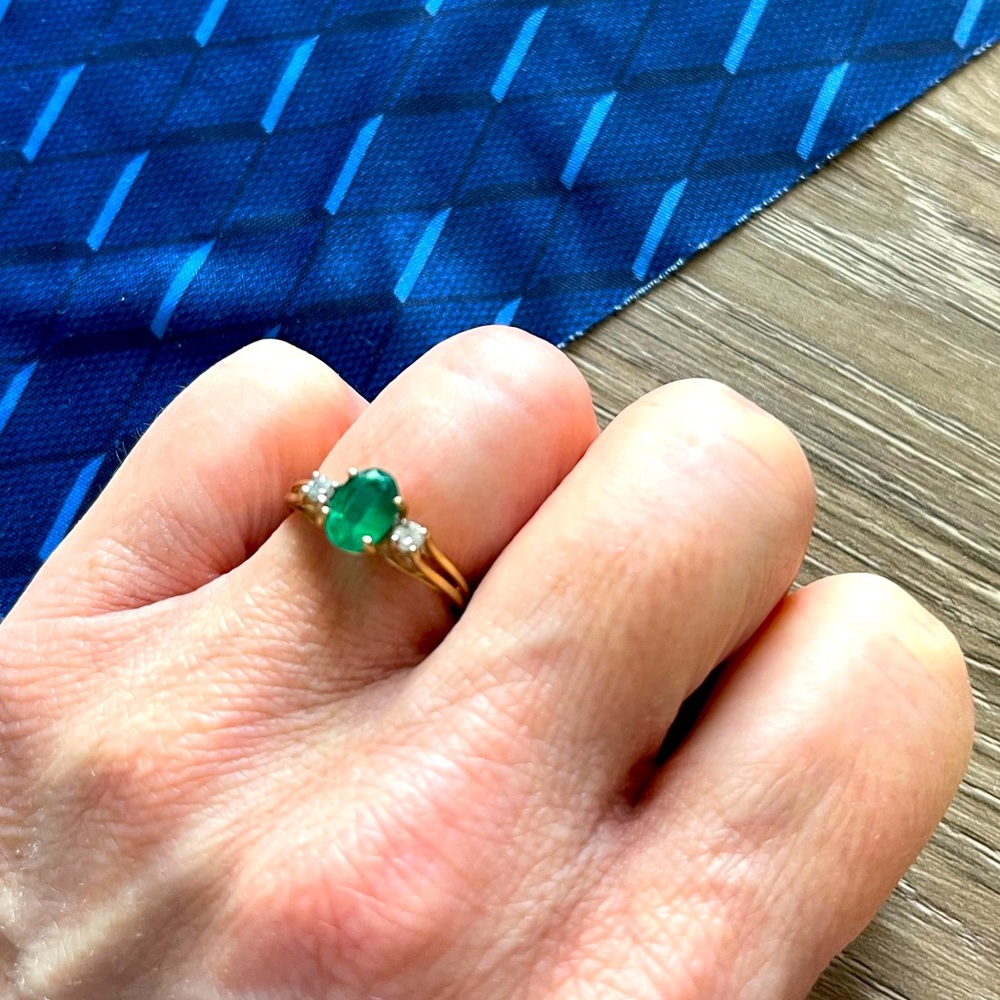 Vintage emerald and diamond ring
